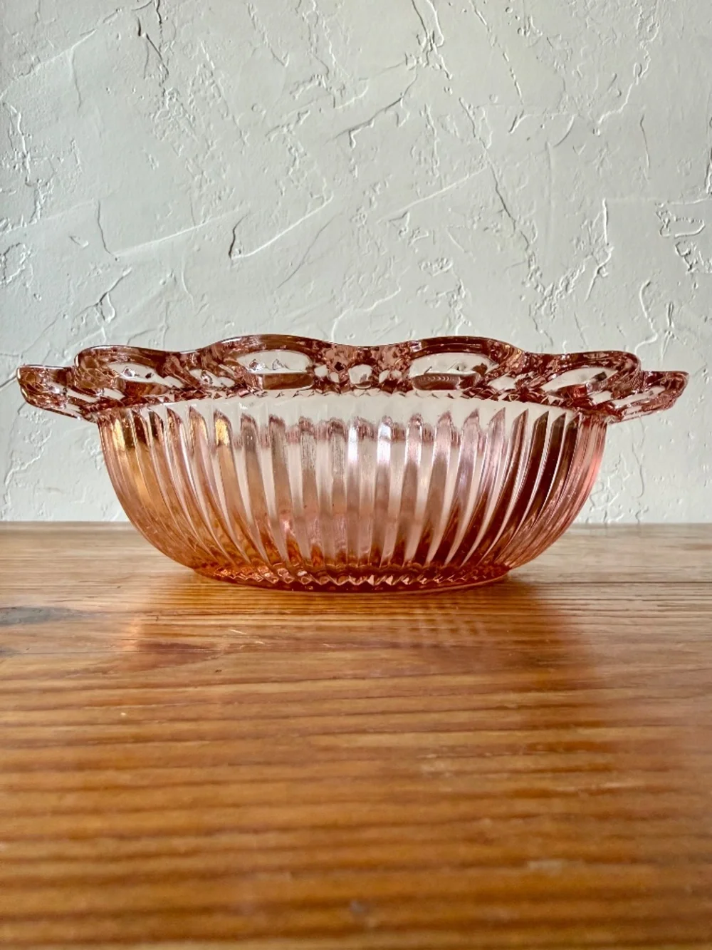 Anchor Hocking Old Colony Pink Depression Glass Lace Edge Bowl 8